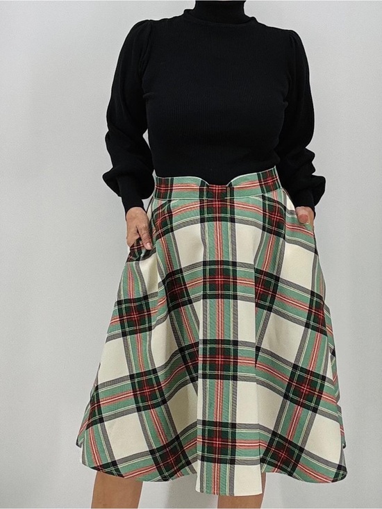 Modcloth Dresses & Skirts - ModCloth Academia Twee Preppy Heritage Americana Plaid Holiday Midi Skirt